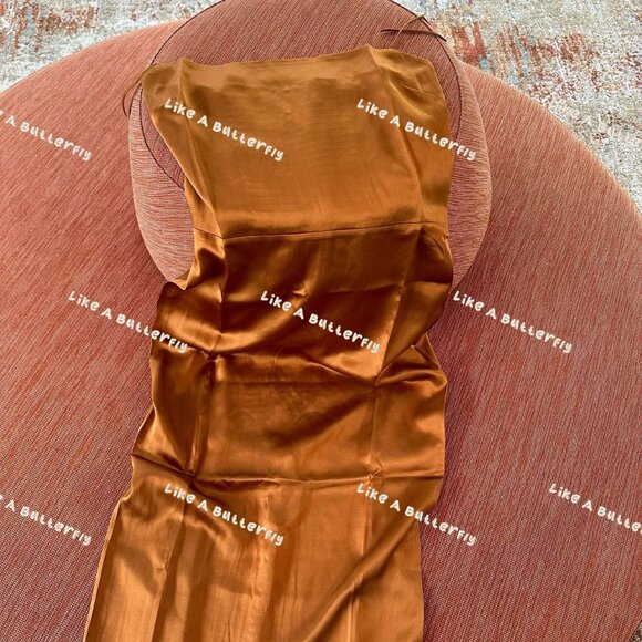 Reformation Frankie Silk Dress in Copper - Picture 7 of 13